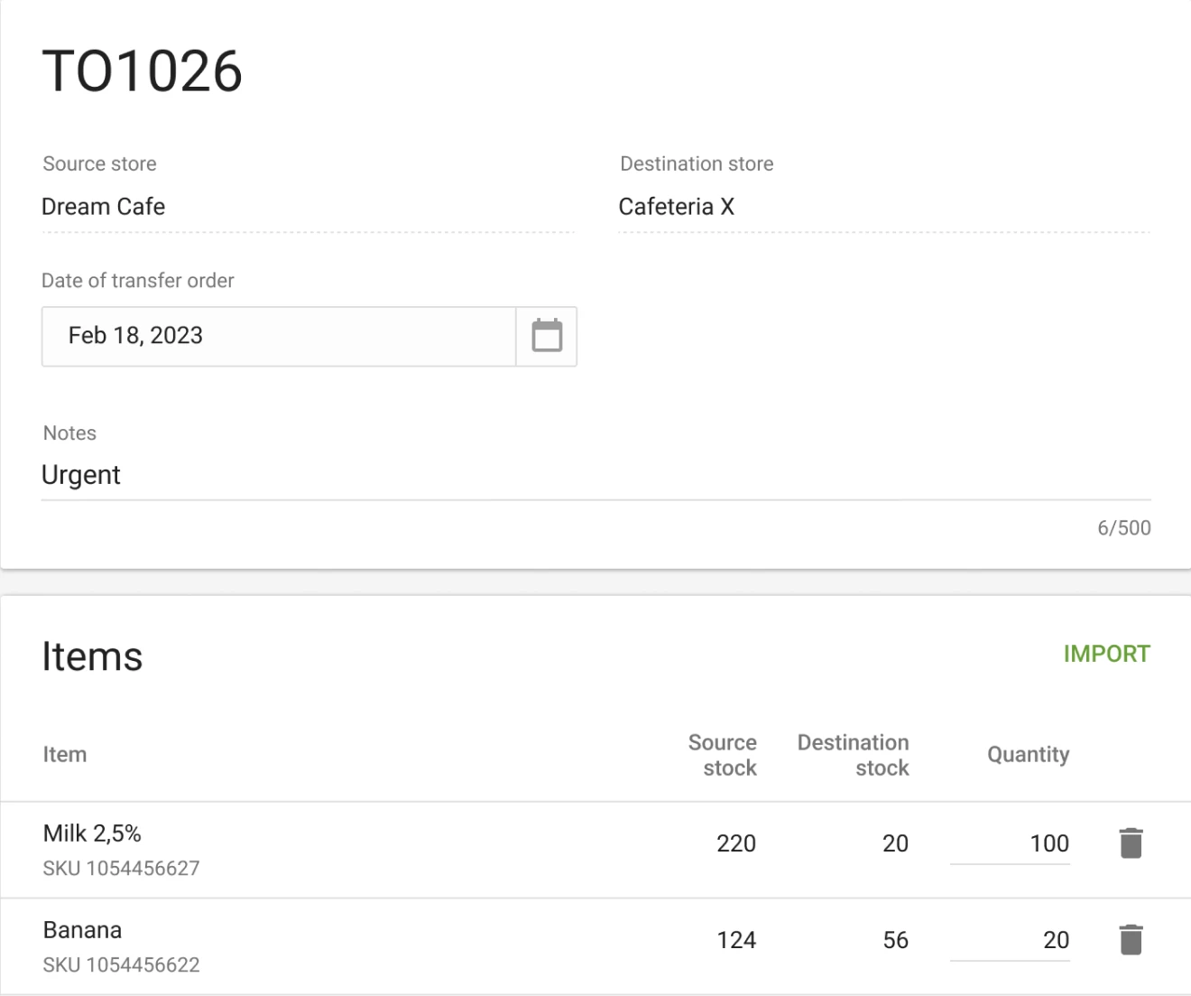 Loyverse POS Transfer orders